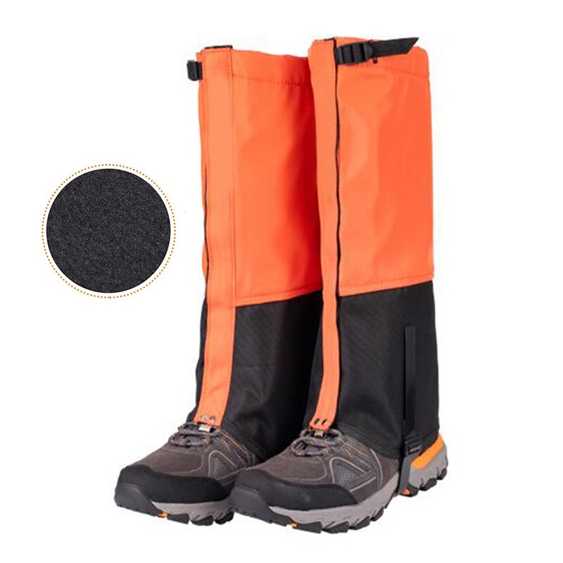 Polainas de piernas impermeables, forro polar, protector de pie de calentamiento ajustable, transpirable, botas de nieve para senderismo y escalada, novedad: orange M