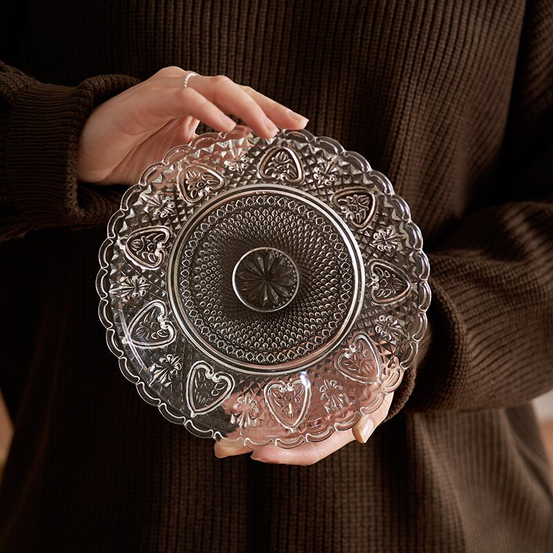 Chinese Glass Dim Sum Plate Good-looking Dessert Plate Affordable Luxury Style Fruit Plate Living Room Home Small Exquisite