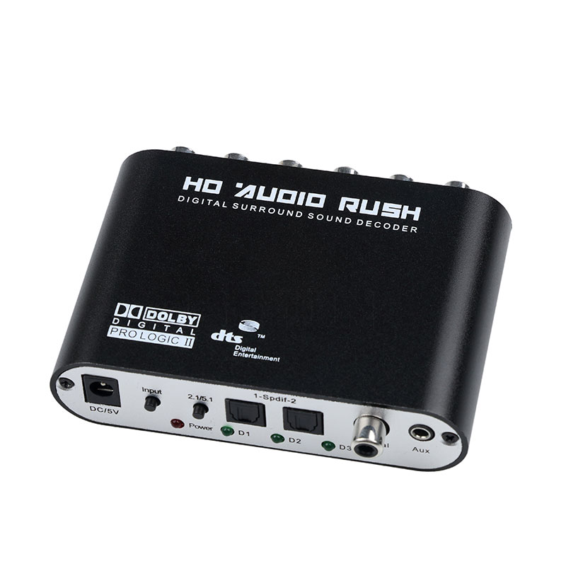 5,1 CH audio decoder SPDIF Koaxial zu RCA DTS AC3 Optische digital zu 5,1 Verstärker Analog Converte verstärker HD Audio rush