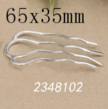 5 pz/lotto Retro 4 Denti del Pettine Dei Capelli Accessori In Argento di Colore Della Forcella Dei Capelli di Usura Dell'annata Barrette Risultati Dei Monili: Silver 65x35mm