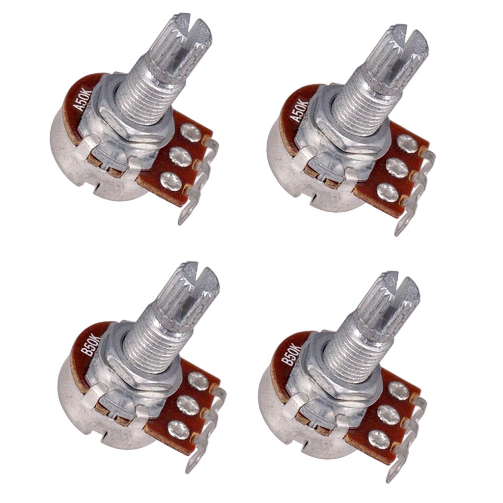 Guitar potentiometer pot A50k B50K 4-pack set 17mm dia tone volume control