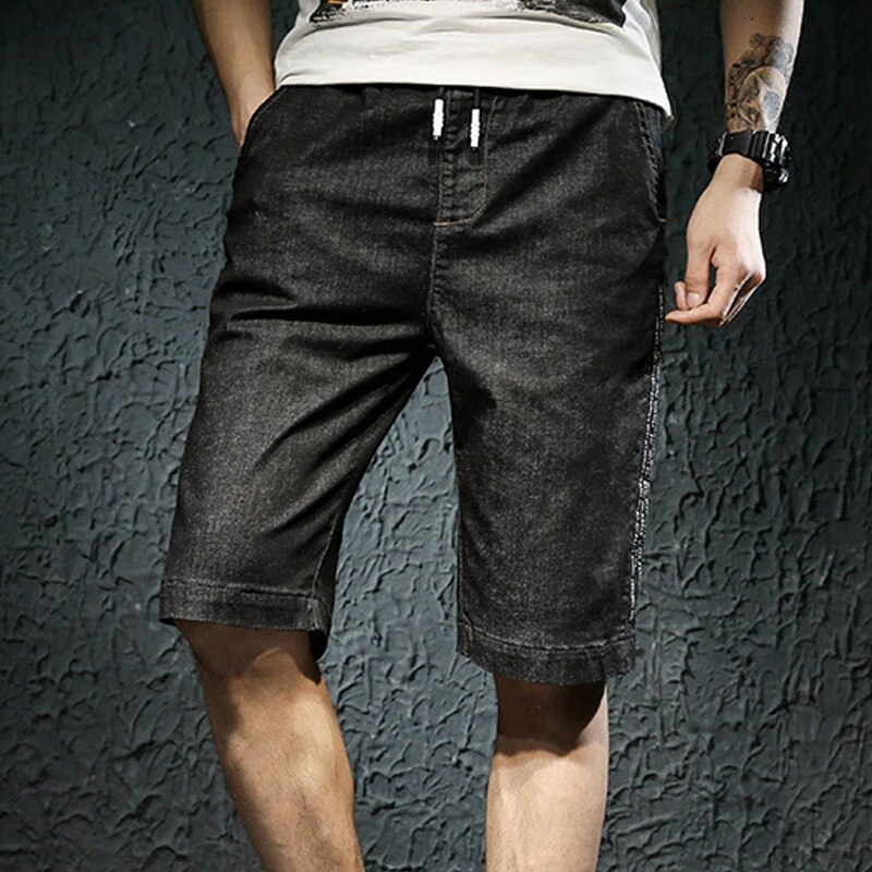 Zomer Dunne Gedeelte Elastische Taille Denim Shorts Mannen Plus Size Xl Elastische Taille Rijbroek 7XL6X5