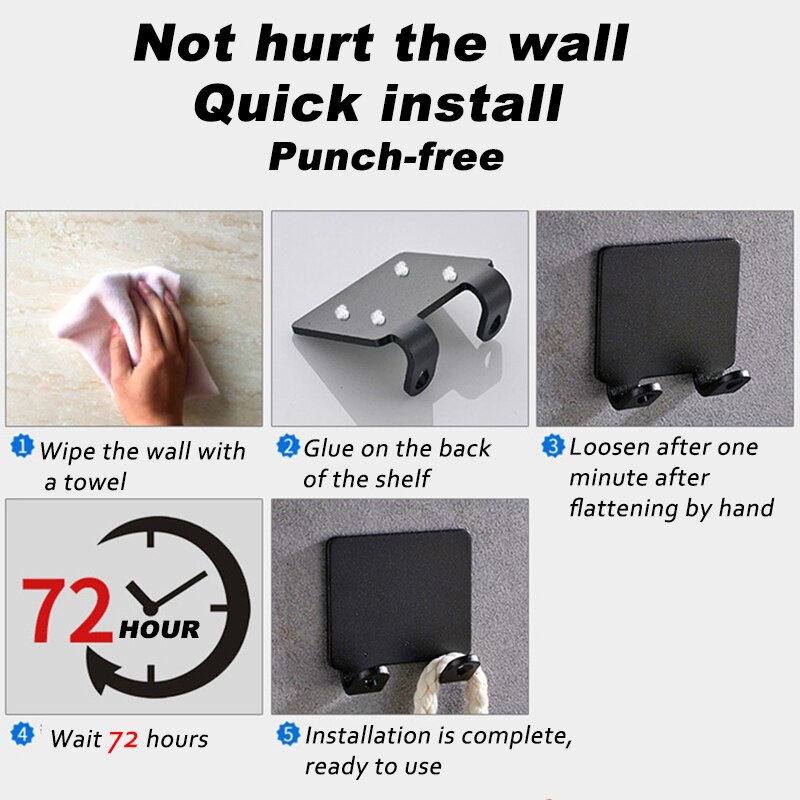 5Pcs/Set Wall-mounted Aluminum Razor Holder Home Storage Hook Men Shaving Shaver Shelf Bathroom Accessories