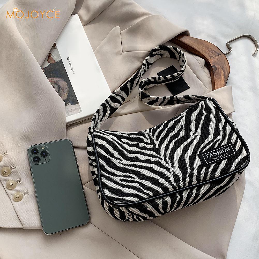 Jahrgang Leopard Zebra aufbringen Unterarm Schulter Taschen Frauen Leinwand lässig Straße Reise Handtaschen Totes Kupplungen Geldbörse
