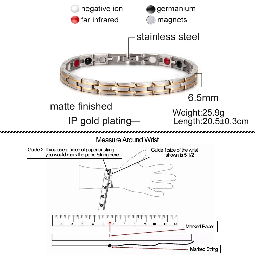 Vinterly energi magnetiske armbånd til kvinder kæde link sundhed germanium rustfrit stål armbånd kvinder charm armbånd armbånd