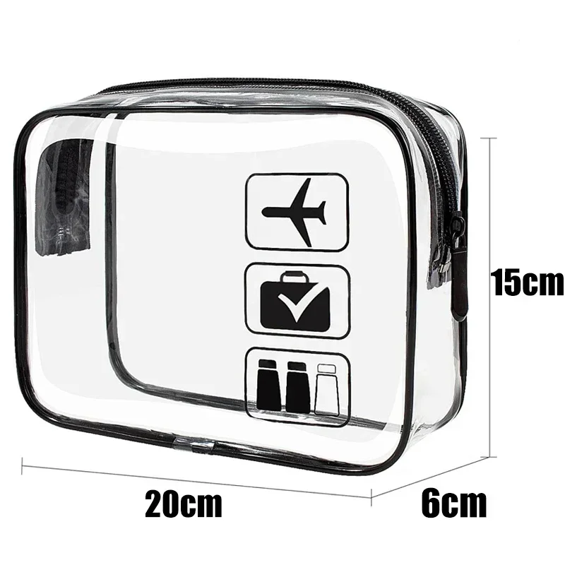 1/3 pièces Transparent fermeture éclair maquillage sac organisateur boîte hommes femmes voyage clair sac cosmétique étanche toilette lavage maquillage sacs: M / Black