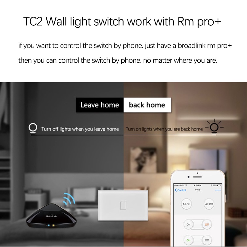 Broadlink TC2 US/AU version 1 2 3 Gang WiFi Home Automation Smart Fernbedienung Led Licht Switche Touch panel über RM Pro +