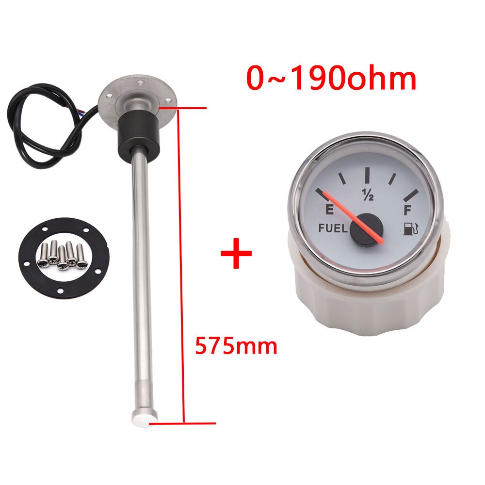 Fuel Level Gauge + Fuel Level Sensor 0-190ohm Gauges Oil Liquid Tank Indicator With Red Backlight Stainless Steel Fit Boat Car: A5-575-190-801-00001