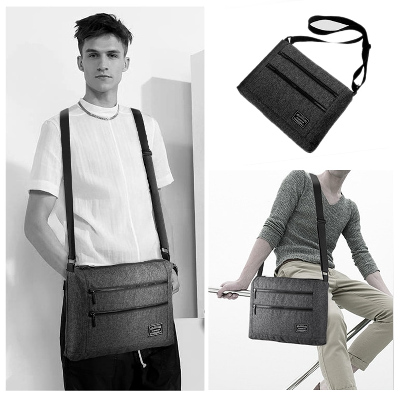 Scione Mannen Eenvoudige Effen Schoudertassen Mode Crossbody Casual Business Aktetassen Canvas Student School Travel Messenger Pack