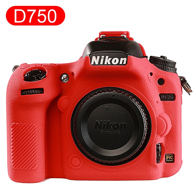 Funda de goma de silicona suave HQ para cámara Nikon D500 D750 D800 D810 D850: D750 Red