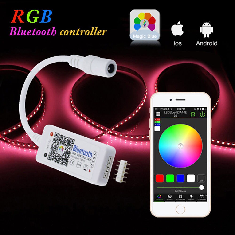 Mini controlador LED Bluetooth/Wifi para 5050 de 3528 RGB/RGBW, tira de luz LED de pulgadas, cabezal de 5 pines de 4 vías (RGBW)