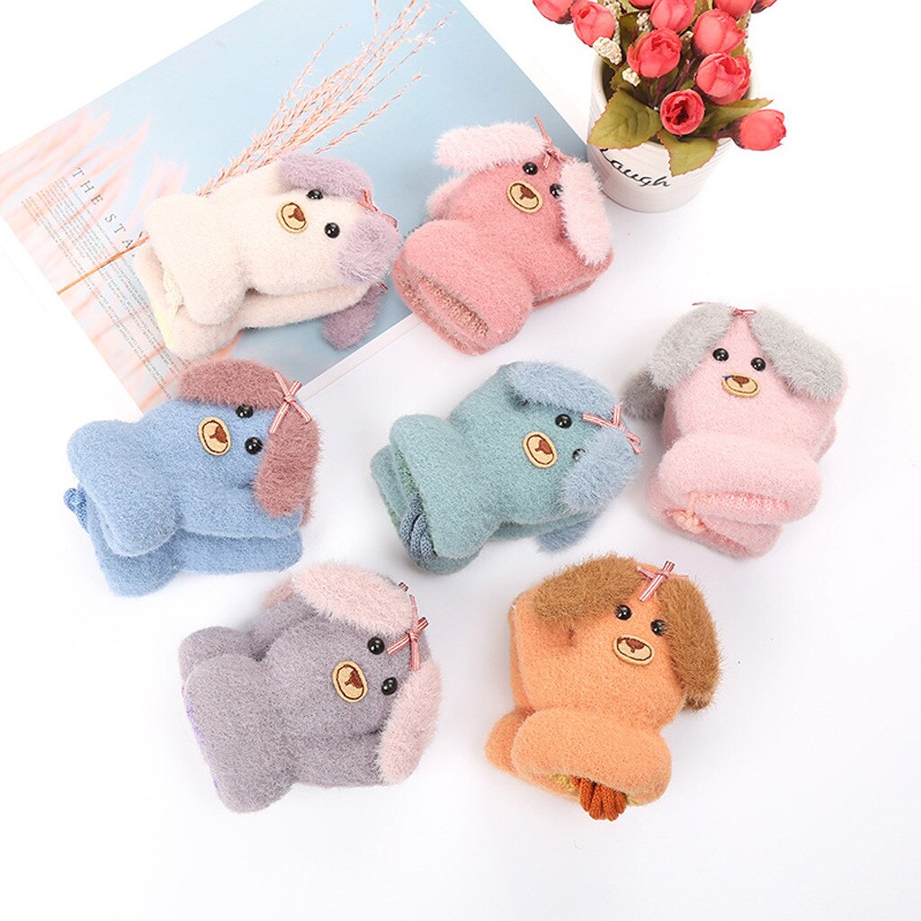 Inverno animali bambini guanti bambini bambini ragazzi ragazze inverno simpatico cartone animato animale caldo maglia guanti spessi Детские Варежки