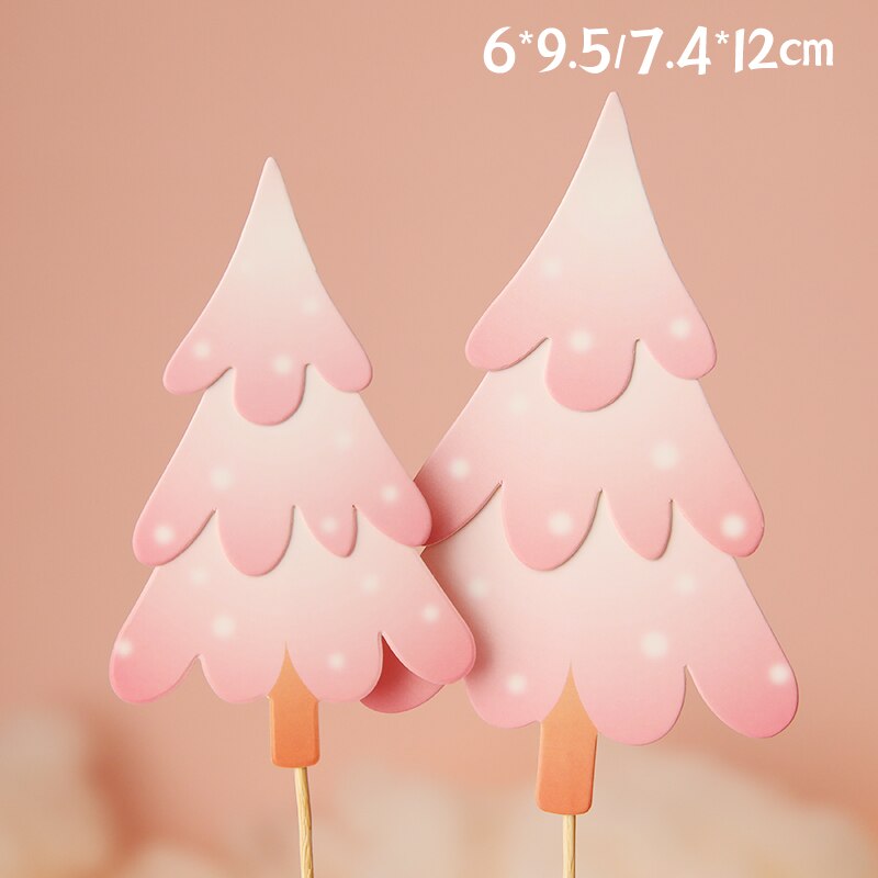 Pink Christmas Tree Bear Santa Claus Xmas Cake Topper for Birthday Party DecorationLove Baby Shower Baking Supplies: plum