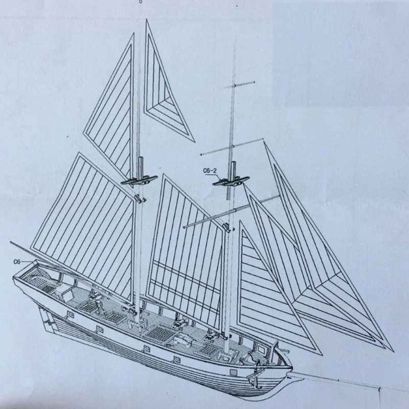 1/100 Schaal HALCON 1840 DIY Zeilboot Model Kit Speelgoed 400x150x300mm Handgemaakte Houten vergadering Zeilen Boten kinderen Speelgoed