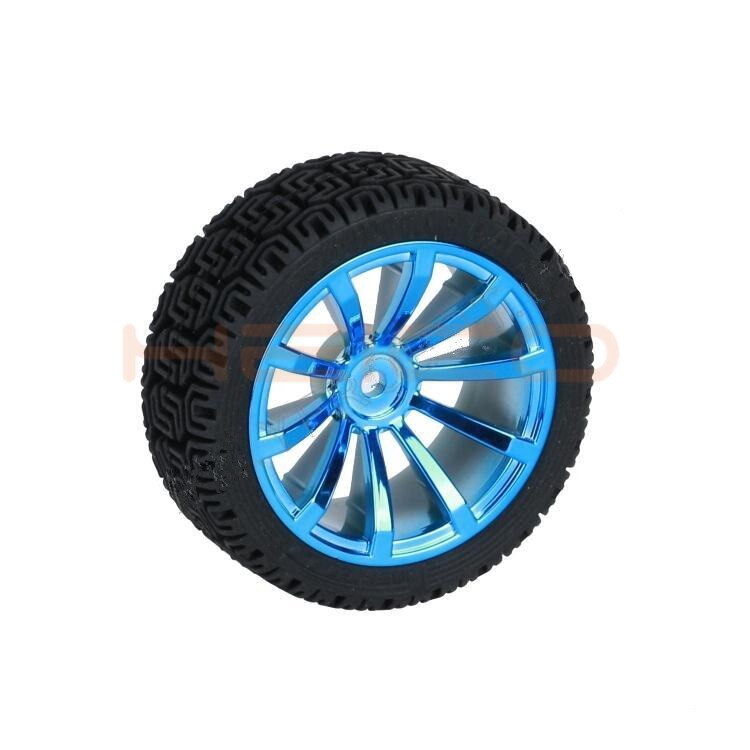 68mm Rubber Car Wheel RC Model Tire 3/4/5/6mm Brass Coupling Hex Copper Connection For Arduino DIY Robot Car Chassis Kit: blue wheel