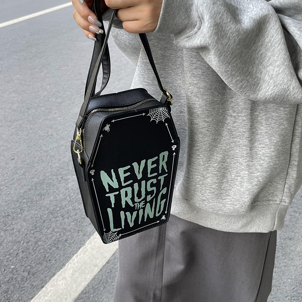 Borsa a tracolla gotica borsa a tracolla a forma di bara in pelle PU da donna borsa a tracolla moda Y2K per Cosplay di Halloween