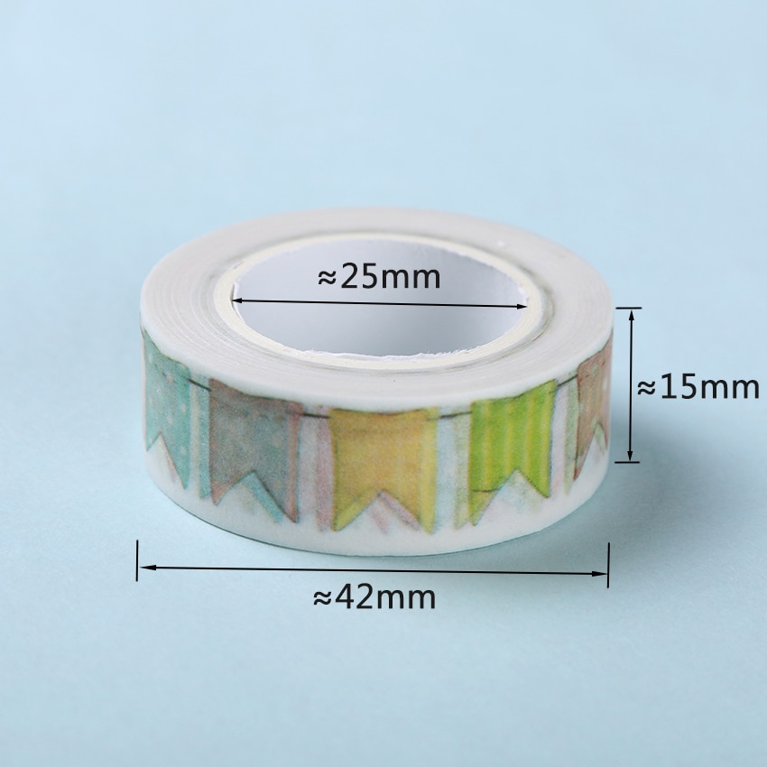 1pc söta kawaii färgade flagga washi dekoration självhäftande tejp klistermärke skola kontorsmaterial