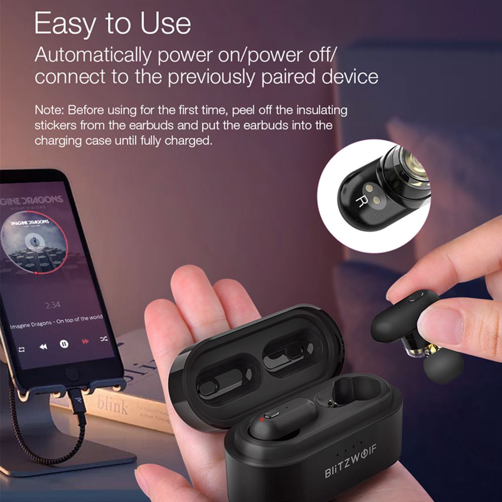 [Dual Dynamic Driver] Blitzwolf BW-FYE7 TWS bluetooth 5.0 Earphone Heavy Bass Stereo Bilateral Calls Earbuds with Charging Box