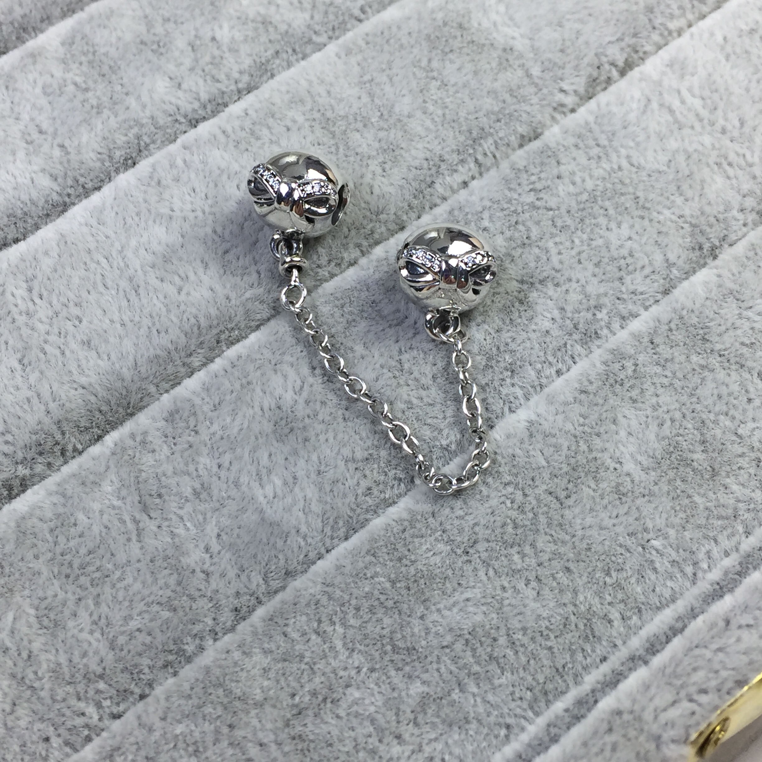 100% 925 en argent sterling classique en forme de coeur château dames bracelet à breloques bricolage accessoires chaîne de sécurité entier: 5004