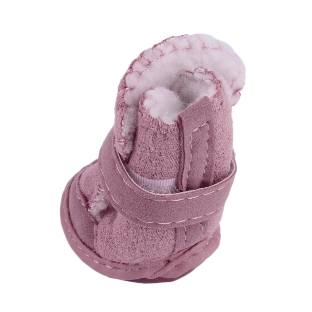 2 couleurs nouvelle chien chaussures pour animaux de compagnie bottes de neige enfant Teddy coton lin petit chien chaussures bottes de neige directe