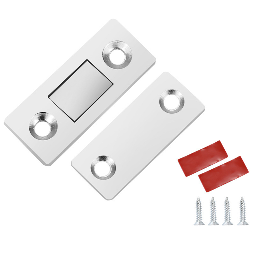 2pcs Strong Magnetic Punch-Free Door Catch Latch Screw Holes Wardrobe Stop Door Closer Ultra Thin Closures Furniture Cupboard: Silver