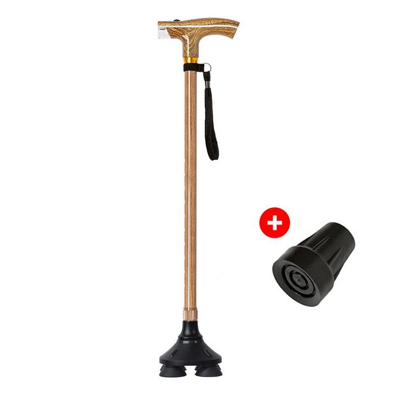 Bâton lumineux rétractable multifonction, bâton en bois léger d&#39;extérieur sûr, fournitures antidérapantes pour personnes âgées pour Camping randonnée