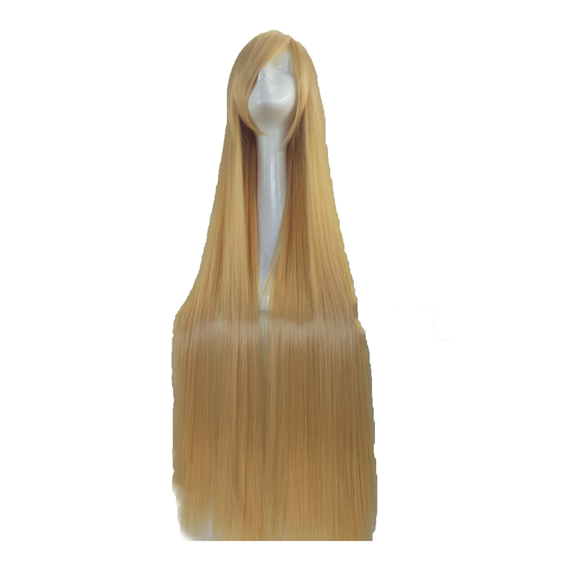 Hairjoy orange grøn lilla kostume fest cosplay paryk lang glat syntetisk hår parykker 15 farver tilgængelige: Blond