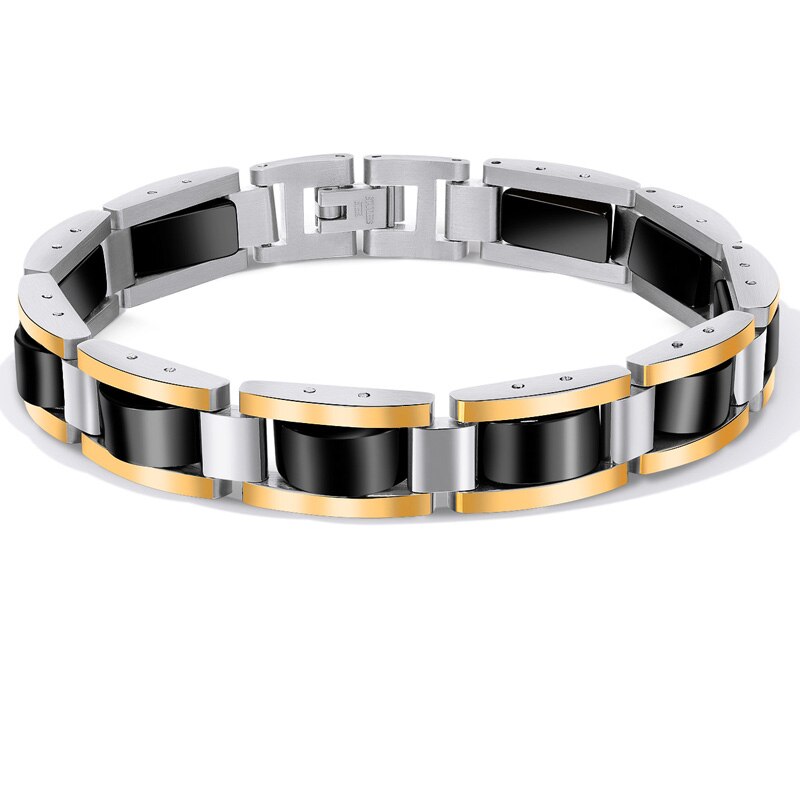 Black Magnetic Bracelet Men Hand Chain Energy Health Germanium Magnet Bracelet Stainless Steel Bracelets for Women: 3