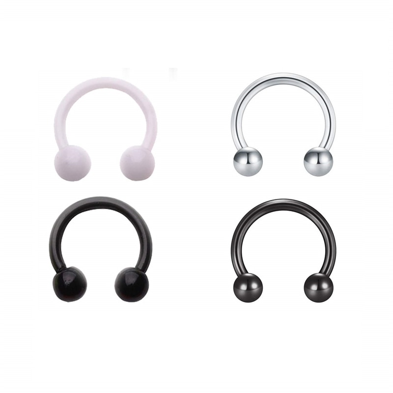4 Pc Acrylic Steel Transparent Helix Piercing Stud Tragus Cartilage Septum Ring Horseshoe Women Men Nose Body Jewelry