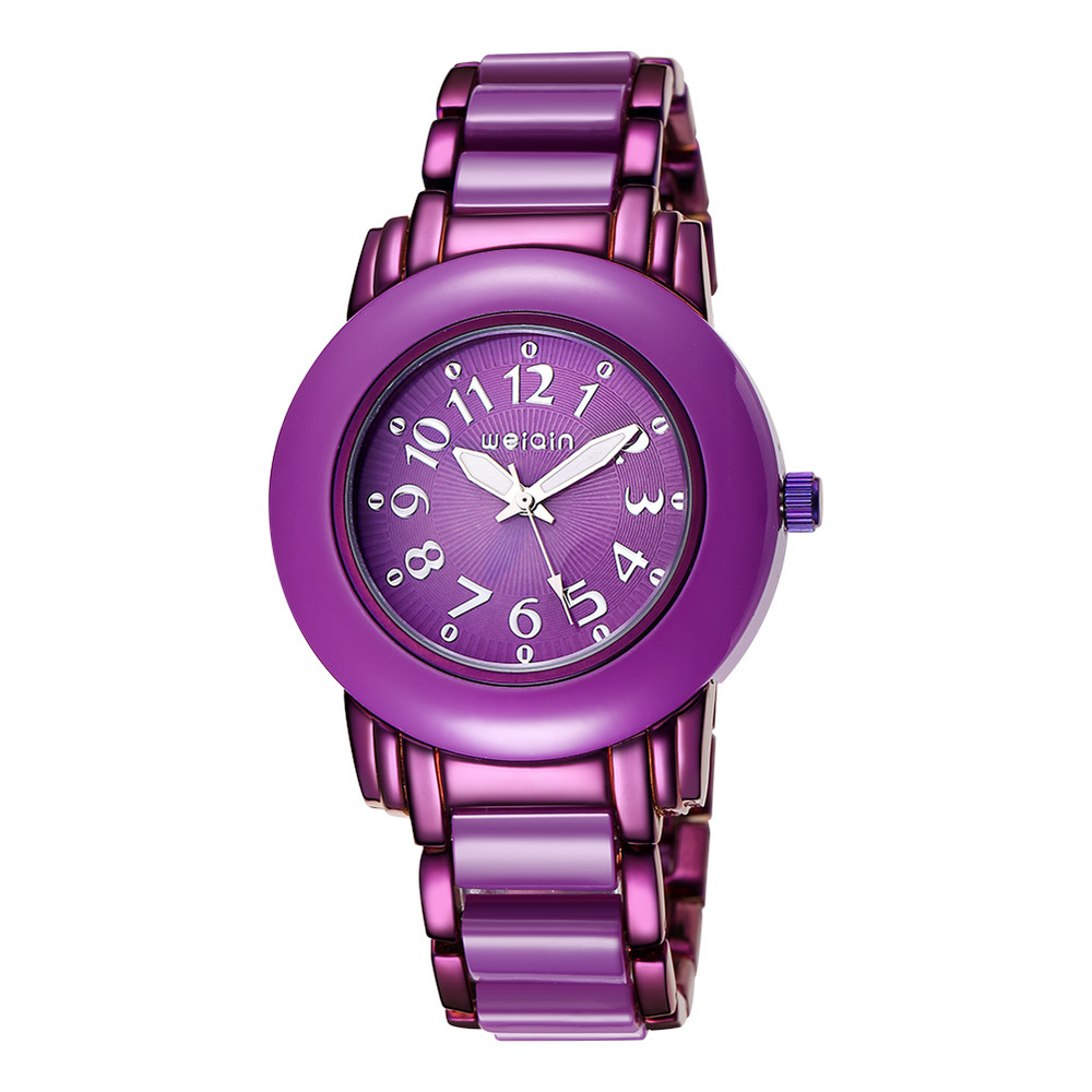Top Brand Business Dames Horloge Roestvrij Staal Wijzerplaat Waterdicht Quartz Dames Armband Horloge Relogio Feminino: Paars