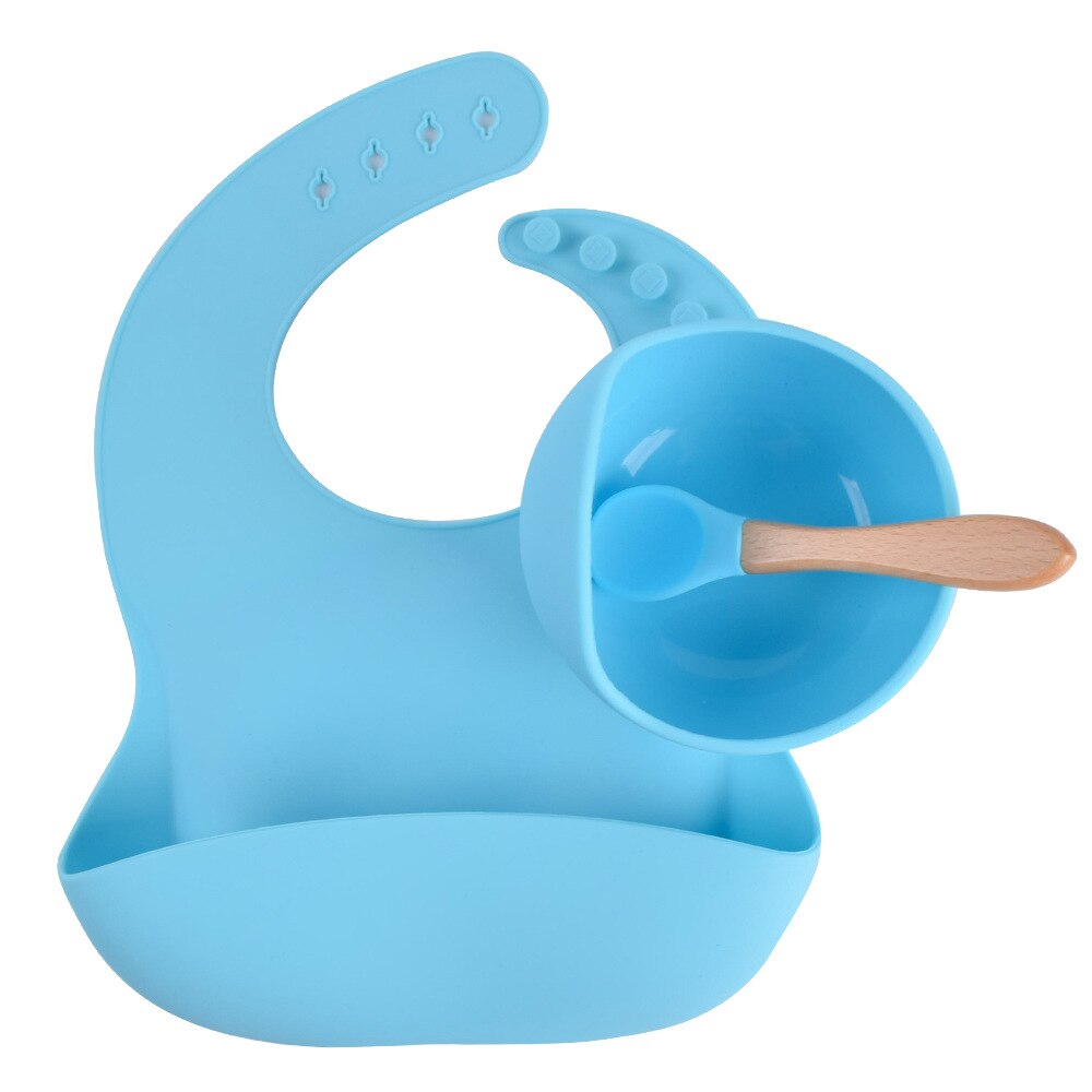 1set Silicone Bib Feeding Set Baby Bowl Tableware Waterproof Spoon Non-Slip BPA Free Silicone Portable Tableware for Children: Y9