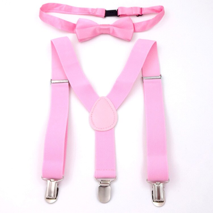Suspenders with Bowtie Men Bow Tie Set Mens Braces Womens Adjustable Suspenders Pants Wedding Ties Accessories: Pink