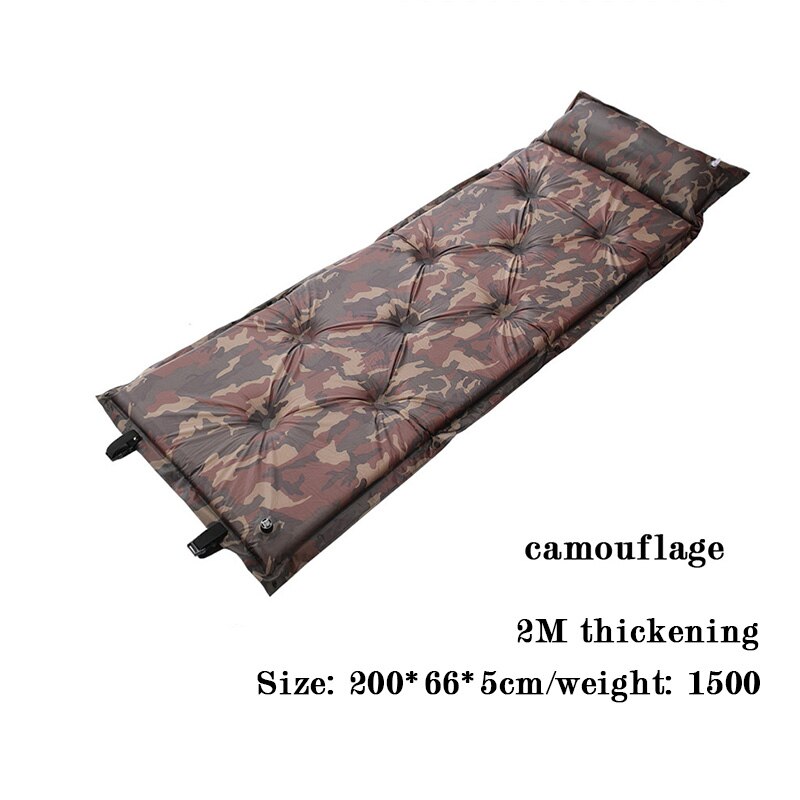 outdoor thick 5cm automatic inflatable cushion pad outdoor tent camping mats Beach Single double can be spliced inflatable bed: B009-Camouflage5
