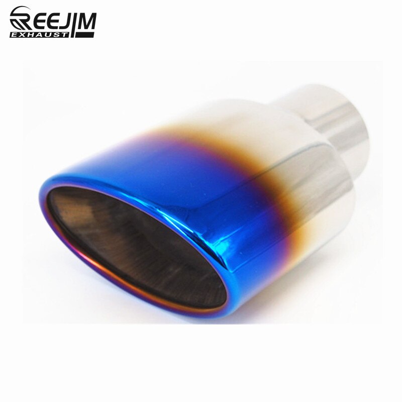 2.5'' inlet Oval Blue Burnt Slanted Stainless Steel Universal car muffler tip car exhaust tip car-stying