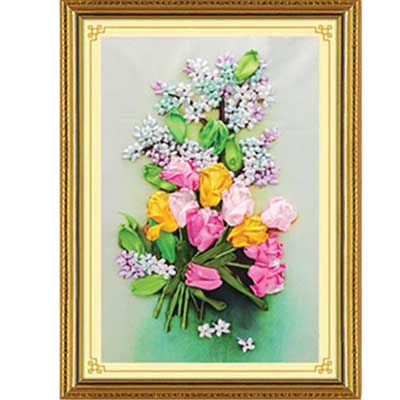 bloeiende bloem craft muur patroon diverse kleuren bloem unfinished 3D Lint kruissteek DIY borduurwerk stiksels 22: without circle