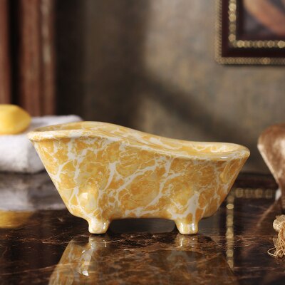 Europæisk stil marmorstriber badeværelse sæbeskål, sæbeboks keramisk materiale: Model 2