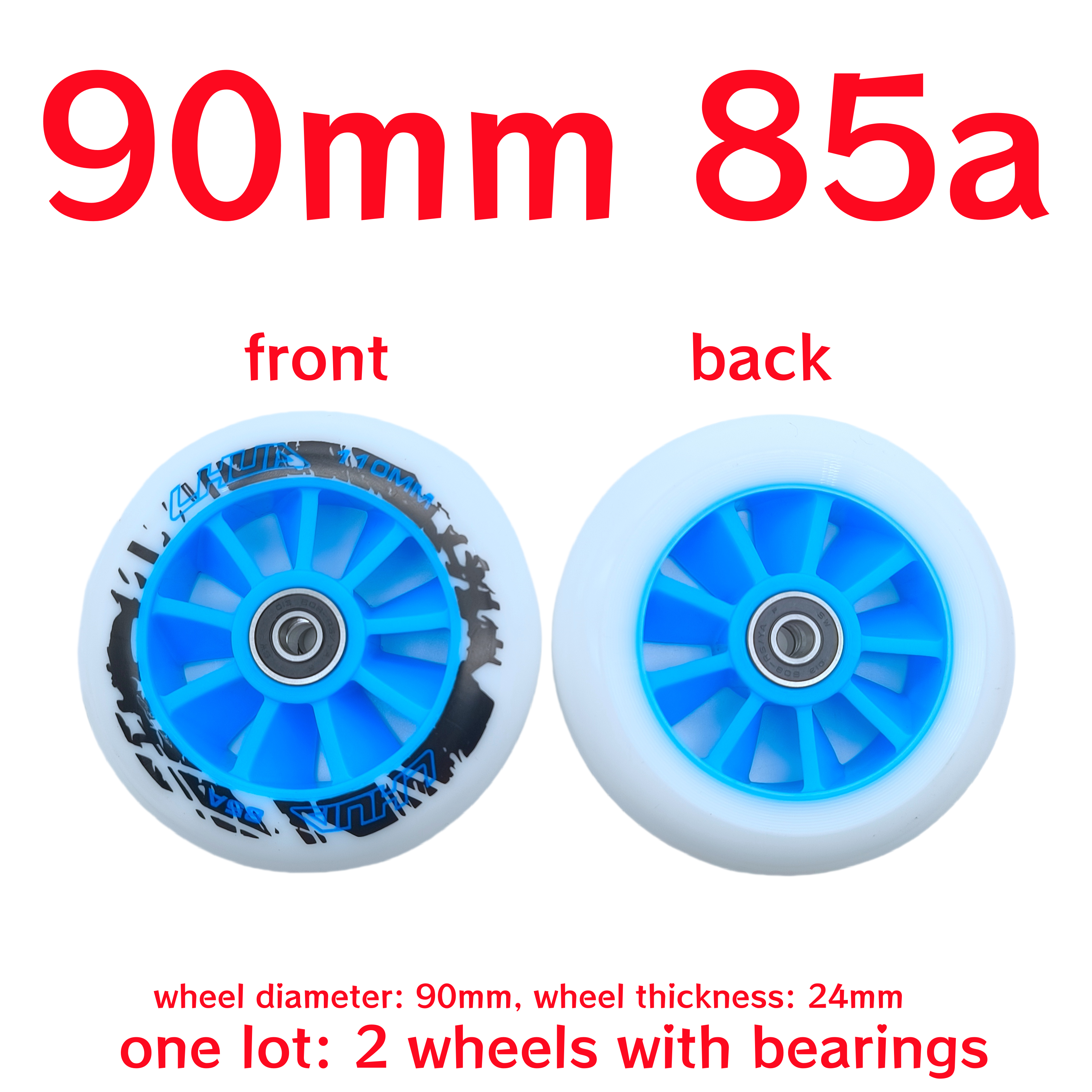scooter accessories skate wheel scooter wheel 90mm 110mm 120mm 125mm wheel thickness 24mm 2wheels/lot: Navy Blue