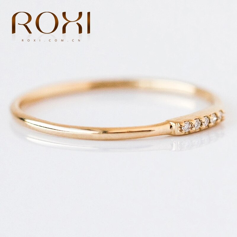 ROXI Simple piedra de circonio individual Anillos para las mujeres joyería de la boda Anillos de plata de ley 925 Bague anillo bisutería mujer joyas: 6