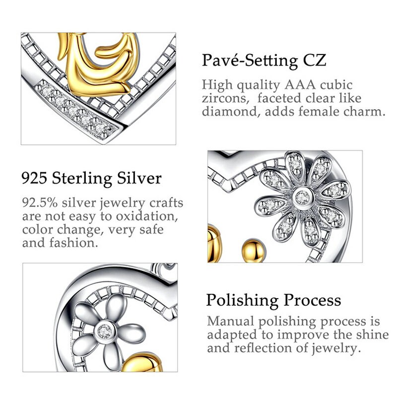 EUDORA-collar de plata de ley 925 con colgante para madre, collar con colgante para mamá y niño, joyería fina para mujer, para madre, dije de flor de corazón D59