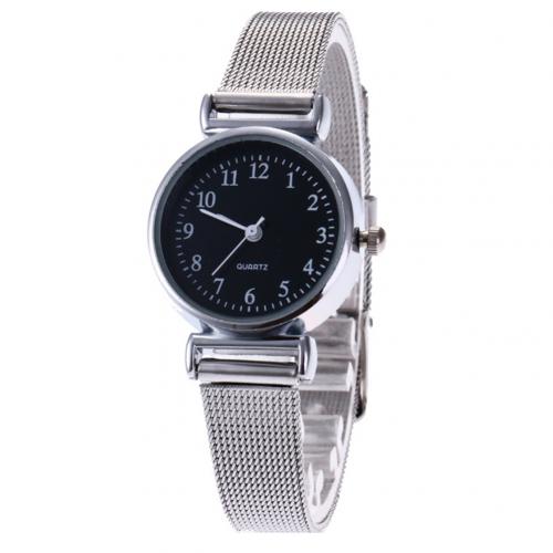 Luxe dameshorloge van roestvrij staal, prachtige kleine wijzerplaat, eenvoudig casual armbandhorloge, dames quartzhorloge: Zwart