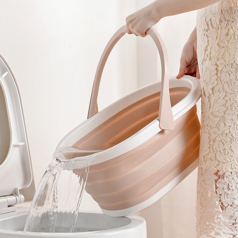 Folding Plastic Mop Bucket Camping Wash Bucket With Handle Collapsible Floor Mop Cleaning Fishing Car Wash Bucket