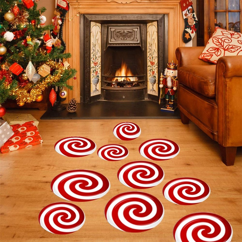 12 Stks/set Kerst Mosquito Coil Vloer Muurstickers Verwijderbare Muurschildering Decals Vrolijk Kerstfeest Home Decor Voor Kerst Ambachten