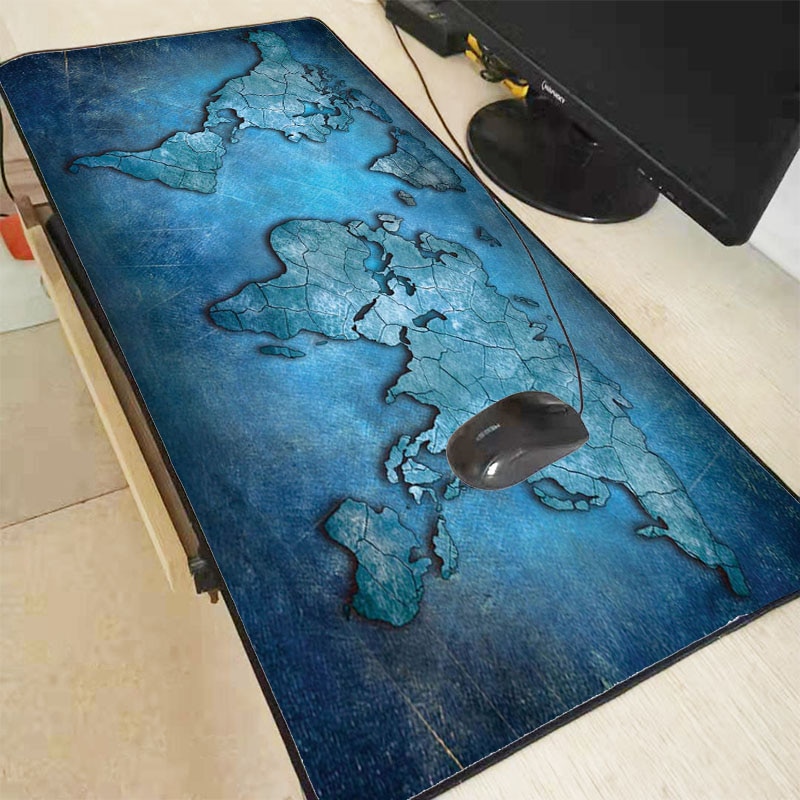 Mairuige World Map Gaming Mouse Pad with Stitched Edges Non-Slip Rubber XXL Locking Edge Mousepad Computer PC Keyboard 900*400mm