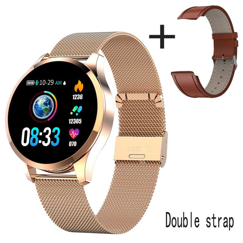 Q9 Smart Uhr Wasserdichte GPS Abstand Track Bluetooth Smartwatch männer Herz Rate monitor Fitness Tracker Q8 Armband Android IOS: Double-strap-gd