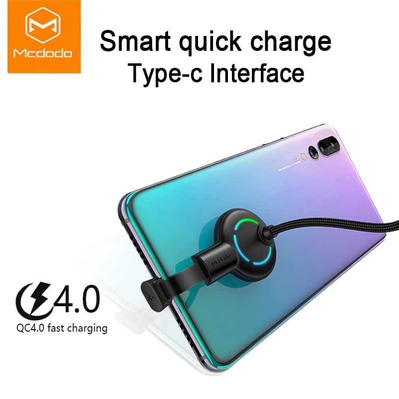 Mcdodo USB Typ C Ellenbogen für Spiel Kabel QC 4,0 Schnelle Ladung LED Kabel für Samsung Xiaomi Huawei USB C Telefon Ladegerät Kabel