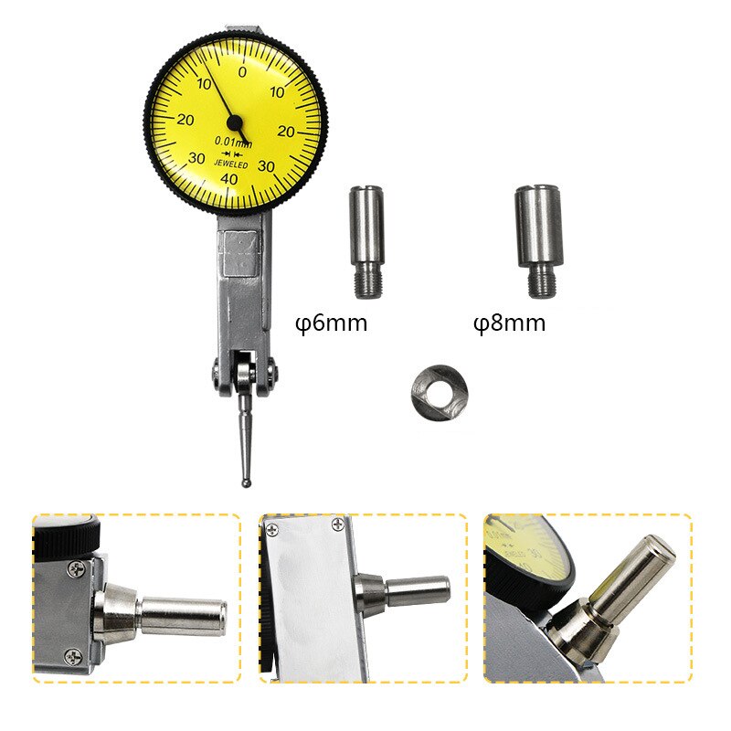 0-0.8mm Mini Universal Flexible Dial Test Indicator 0.01mm Dial Indicator Dial Gauge Indicator Gauge Stand Indicator Tool