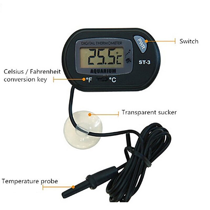 Suction Cup Thermometer Sucker Fish Tank Electronic Thermometer Waterproof Diving Stylish Appearance Digital Thermometer