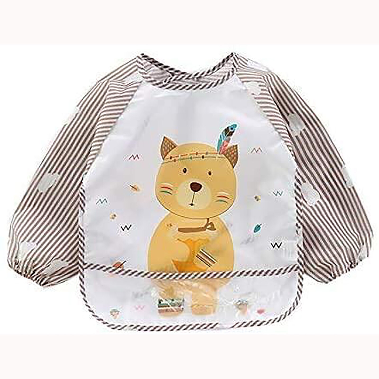 Bebê dos desenhos animados imprimir infantil criança bebê arroz roupas meninos meninas dos desenhos animados descartável impermeável manga longa listras bib invertido vestido
