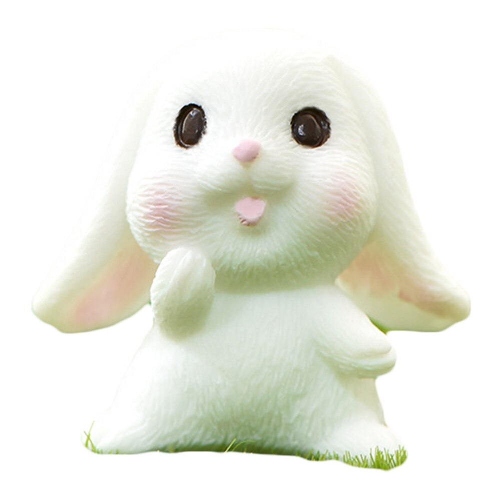 Mini Rabbit Statue Easter Bunny Model Resin Miniature Toy Micro Landscape Cartoon Carrot House Fairy Home Garden Decoration: B