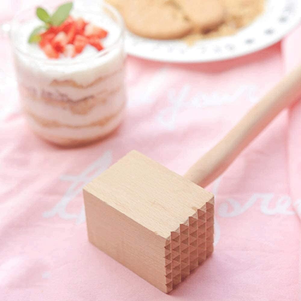 Beech Wood Household Meat Hammer Beef Steak Mallet With Handle Simple Manual Seafood Meat Hammer Portable Kitchen Tool Utensils